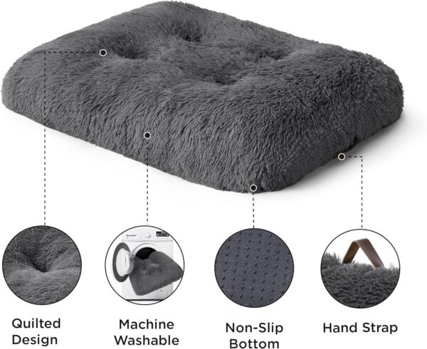 BEDSURE Fluffy Dog Bed for Large Dogs - 121 x 76 x 8 cm Washable Dog Bed for Large Dogs, Non-Slip Underside, Dark Grey