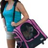 Pet Gear I-GO2 Traveler Roller Backpack Travel Bag Car Seat for Cats Dogs Mesh Ventilation + Tether Strap Telescopic Handle Storage Bag Pink
