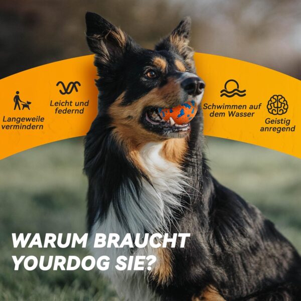 SUNNEKO Pack of 2 indestructible dog balls, tennis balls for dogs that chew aggressively, safer for the mouth, for large, medium, small puppies, training catch and throw, orange