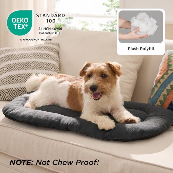 BEDSURE Washable Dog Cushion for Large Dogs - Thin Dog Beds, Medium and Large Dogs, Soft and Comfortable Dog Mat with Non-Slip Underside, 104 x 69 cm, Dark Grey