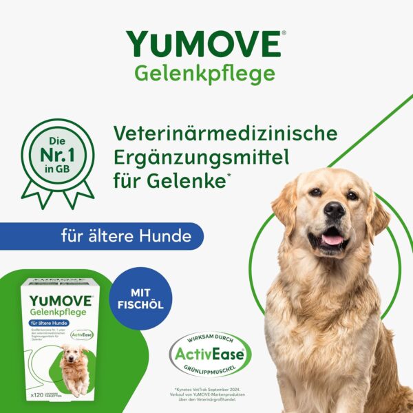 YuMOVE Green-lipped Mussel Dog Joint Tablets - 120 Tablets - For Older Dogs from 8 Years - Mobility and Joint Function - Joint Tablets Dog - For Dogs with Omega-3 and Vitamin E