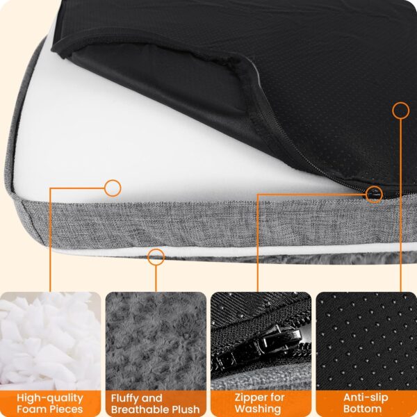 81bMUWIZMaL._AC_SL1500_.jpg HMTOPE Orthopaedic Dog Bed, Dog Mat in Double Decker Design, Washable Dog Cushion, Removable Dog Basket, 90 cm for Small to Medium Dogs, Medium Grey