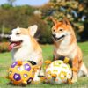 YUEMING Dog Toy Ball, Dog Football with Handle and Pump, Durable Dog Toy for Small, Medium, Large Dogs, Football for Dogs, Water Toy (Yellow, 15 cm)
