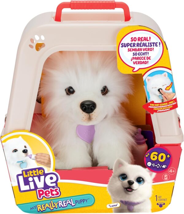 81f4mWUFLeL._AC_SL1500_.jpg Little Live Pets My Really Real Puppy - Luna; Interactive Puppy; 60+ Sounds/Reactions; Realistic Look; 1 out of 72 Variations; Playset with Transport Box; Batteries Included; Ages 5+