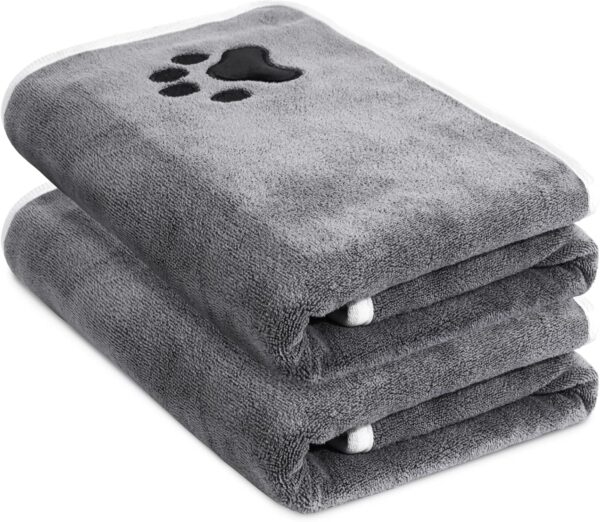 Set of 2 Dog Towels, Extra Absorbent, Microfibre Dog Towels, Soft, Durable and Quick Drying, Ideal for Small, Medium and Large Dogs