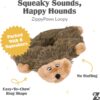ZippyPaws Loopy - Hedgehog Dog Toy - Filling Free with 6 Squeakers, Durable Plush Toy for Small to Large Dogs, Interactive and Cuddly Toy for Pets