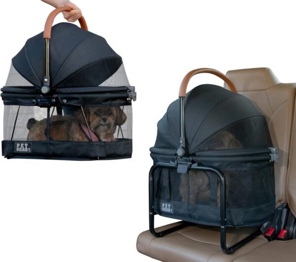 Pet Gear View 360 Pet Carrier & Car Seat with Booster Seat Frame for Small Dogs & Cats, Mesh Ventilation, Push Button Operation, No Tools Required