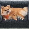 Feandrea FluffyHug PGW231G02V1 Dog Bed, Dog Cushion Size M, Dog Mat for Miniature Dogs, Small Dogs, Dog Sofa Convoluted Foam, Removable and Washable Cover, 76 x 58 x 19 cm, Dark Grey