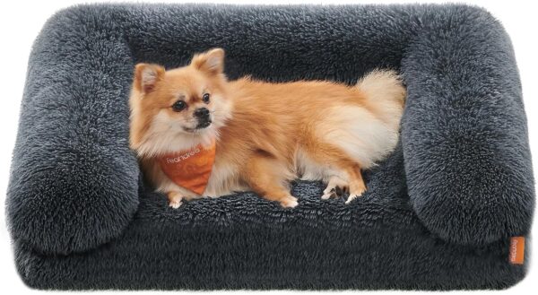 Feandrea FluffyHug PGW231G02V1 Dog Bed, Dog Cushion Size M, Dog Mat for Miniature Dogs, Small Dogs, Dog Sofa Convoluted Foam, Removable and Washable Cover, 76 x 58 x 19 cm, Dark Grey