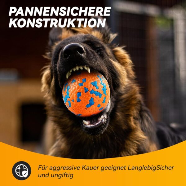 SUNNEKO Pack of 2 indestructible dog balls, tennis balls for dogs that chew aggressively, safer for the mouth, for large, medium, small puppies, training catch and throw, orange