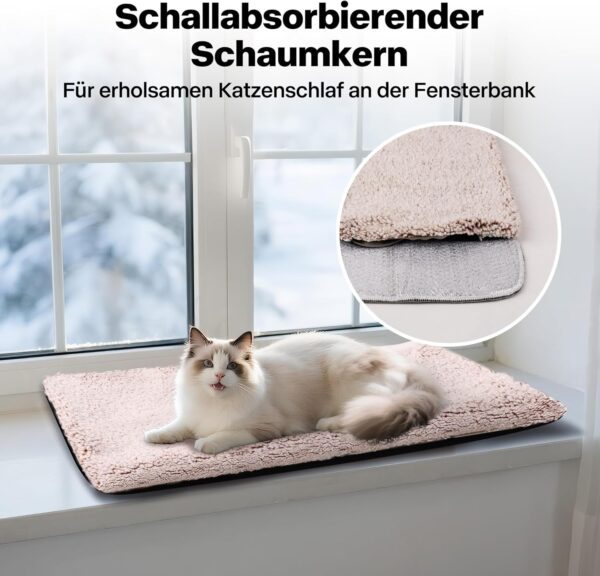 Pet Prime Cat Window Lounger - Cat Bed Fluffy Window Sill Sleeping Place with Non-Slip Underside, Quiet Cushion, 2 Removable Covers (Mesh & Plush), 90 x 29 cm for Cosy Sun and Sleep