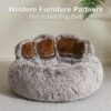 Jiupety Round Dog Bed Fluffy by Paw Shape, Doughnut Dog Beds, Dog Bed Small Dogs, Size 66 cm, Dog Bed Comfortable and Soft, Washable Dog Bed, Grey