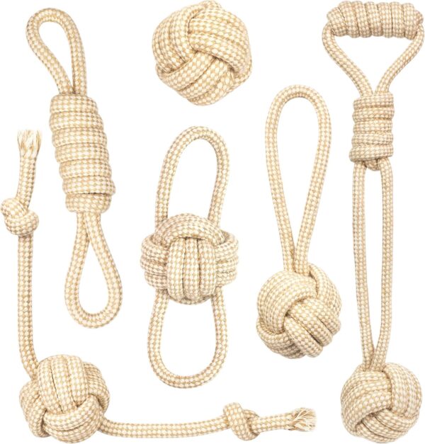 PIVEDOS Dog Toy - The Original Natural Cotton for Small and Large Dogs - For Puppy Education - Dog Balls, All Breed Sizes, Set of 6