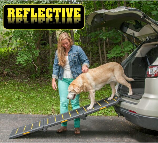 Pet Gear PG9300RF Travel Lite Tri-Fold Reflective Ramp, Black/Yellow, X-Large