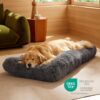 BEDSURE Fluffy Dog Bed for Large Dogs - 121 x 76 x 8 cm Washable Dog Bed for Large Dogs, Non-Slip Underside, Dark Grey