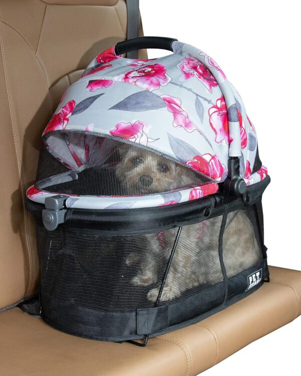 Pet Gear PG1040NZFL View 360 Carrier & Car Seat for Small Dogs & Cats with Mesh Ventilation for Easy View, Floral