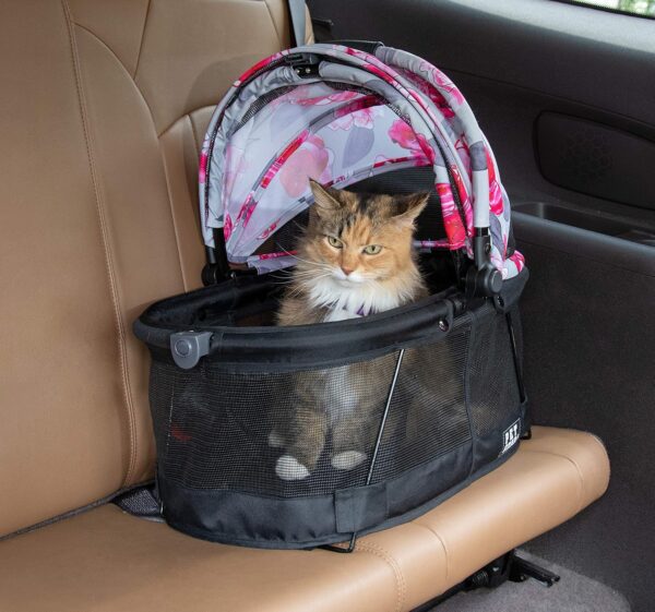 Pet Gear PG1040NZFL View 360 Carrier & Car Seat for Small Dogs & Cats with Mesh Ventilation for Easy View, Floral